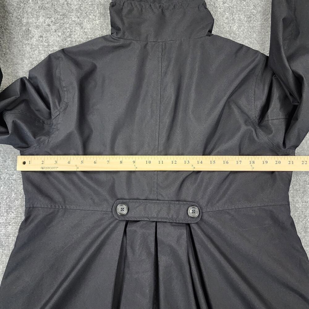 Lands End Jacket Womens Medium Black Full Zip Snap Front Plaid Lined Pocket Coat - Picture 4 of 16